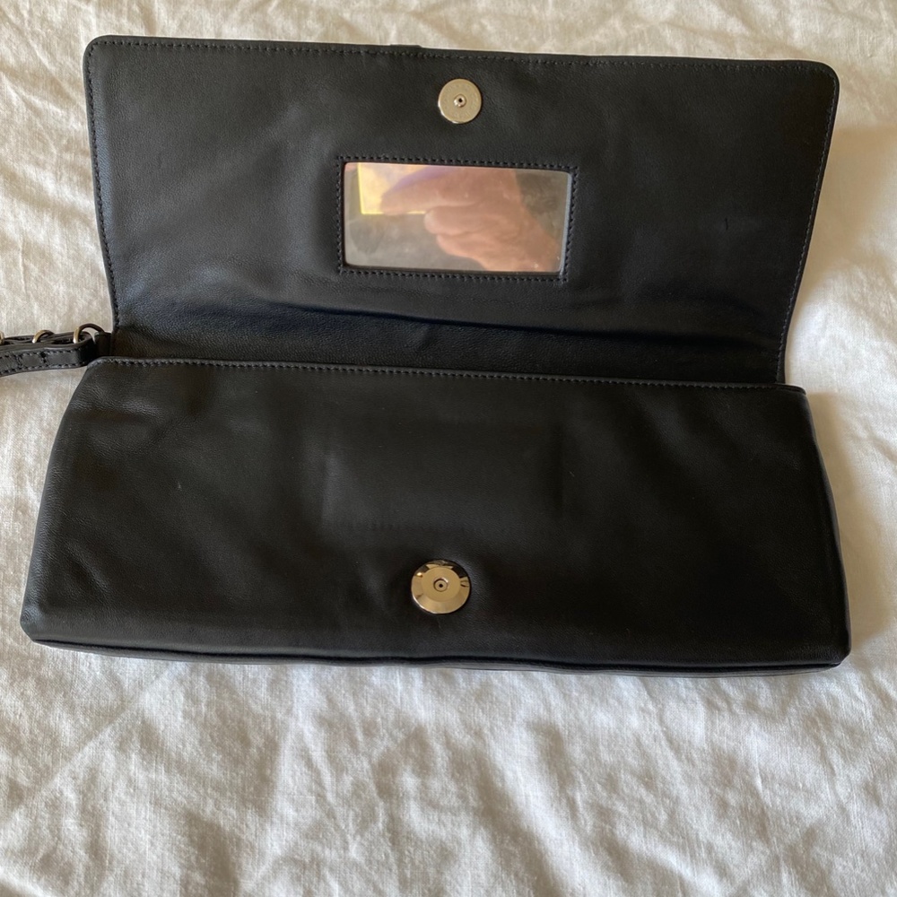 Coach Clutch/Wristlet Black Leather with Silver tone Buckle Detail - Picture 5 of 9